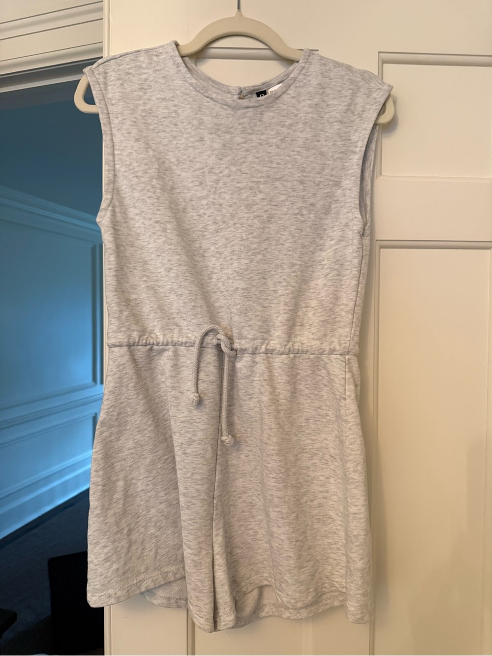 Divided Sleeveless Heather Gray Drawstring Romper size XS